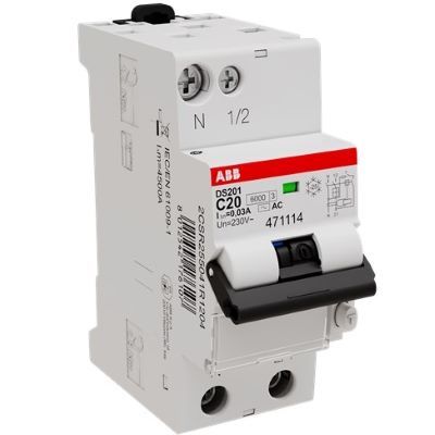 Thiết bị điện cầu dao chống dòng rò có chống quá tải RCBO ABB 1P+N 6kA