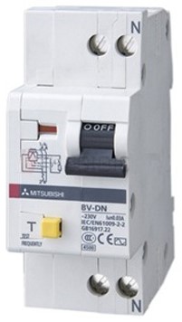BV-DN 1PN 6A 300mA 4.5kA Cầu dao chống dòng rò có chống quá tải Aptomat RCBO Mitsubishi